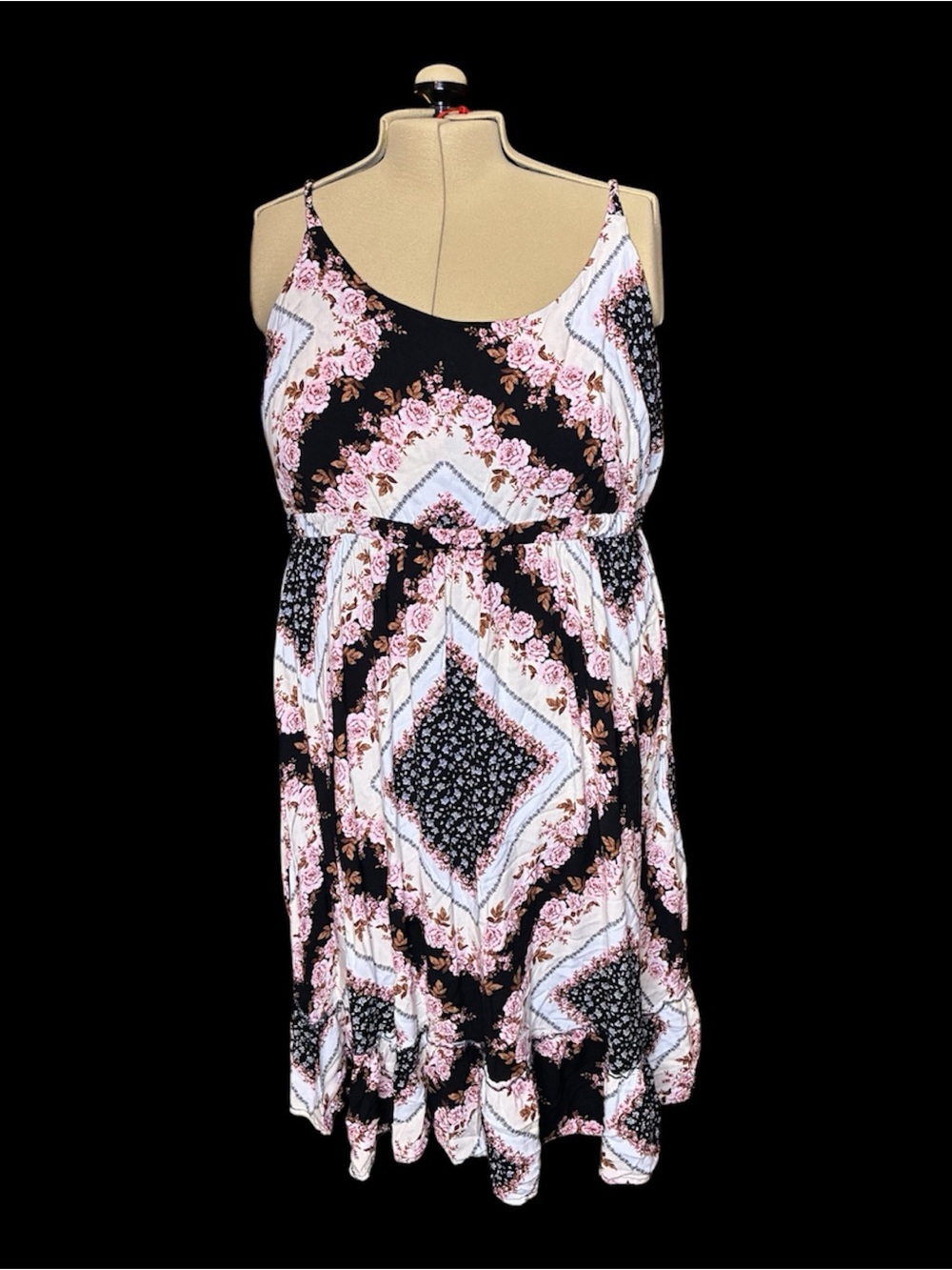 Torrid Floral Spaghetti Strap Dress - Black & Pink